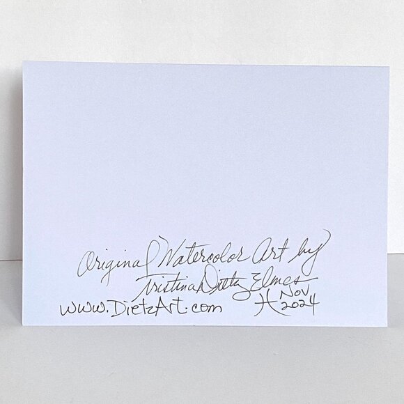 Merry Christmas Blank Greeting Card Original Handmade Watercolor Artwork Signed - Picture 2 of 4